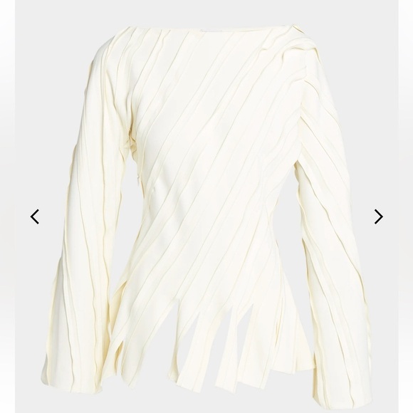 New Bottega Veneta Fluid Stretch Striped Cutaway Top Size 40 - Picture 2 of 6